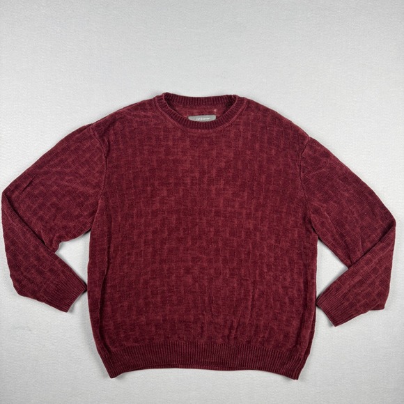 croft & barrow Other - Croft & Barrow Mens XL Burgundy Red Textured Chenille Knit Crewneck Sweater